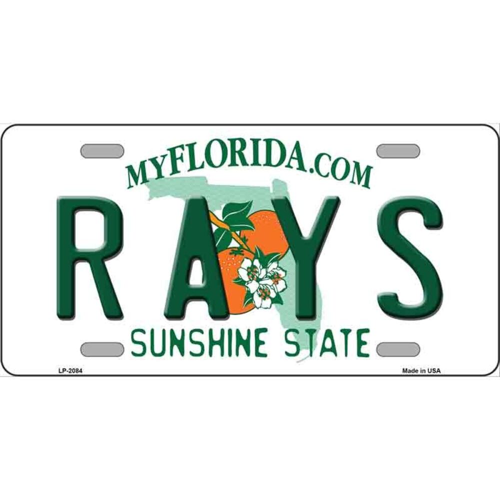 MLB Tampa Bay Rays License Plate Tag Metal White Wall Sign New Florida Baseball